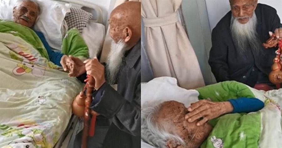 一別或許就是一輩子！104歲哥哥趕來看「97歲重病妹妹」妹妹哭著握哥哥的手：是最後一次見了吧