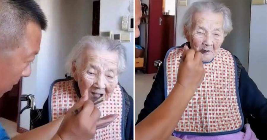 外孫回家探望108歲外婆，飯桌上一舉動感動眾網友：老人最盼望的事情